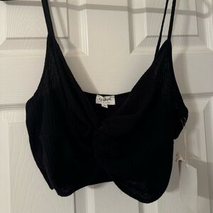 Large Black Escape Knotted Crop Top
